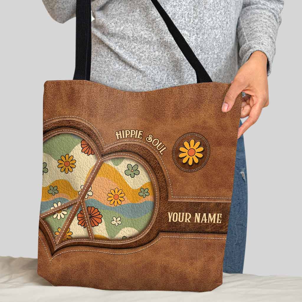 Hippie Soul Retro Groovy Flowers - Personalized Tote Bag