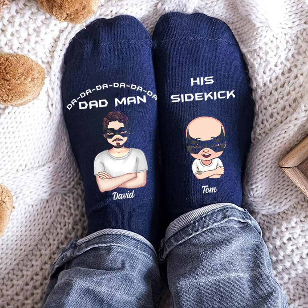 Dad Man Superhero Dad - Personalized Father Socks