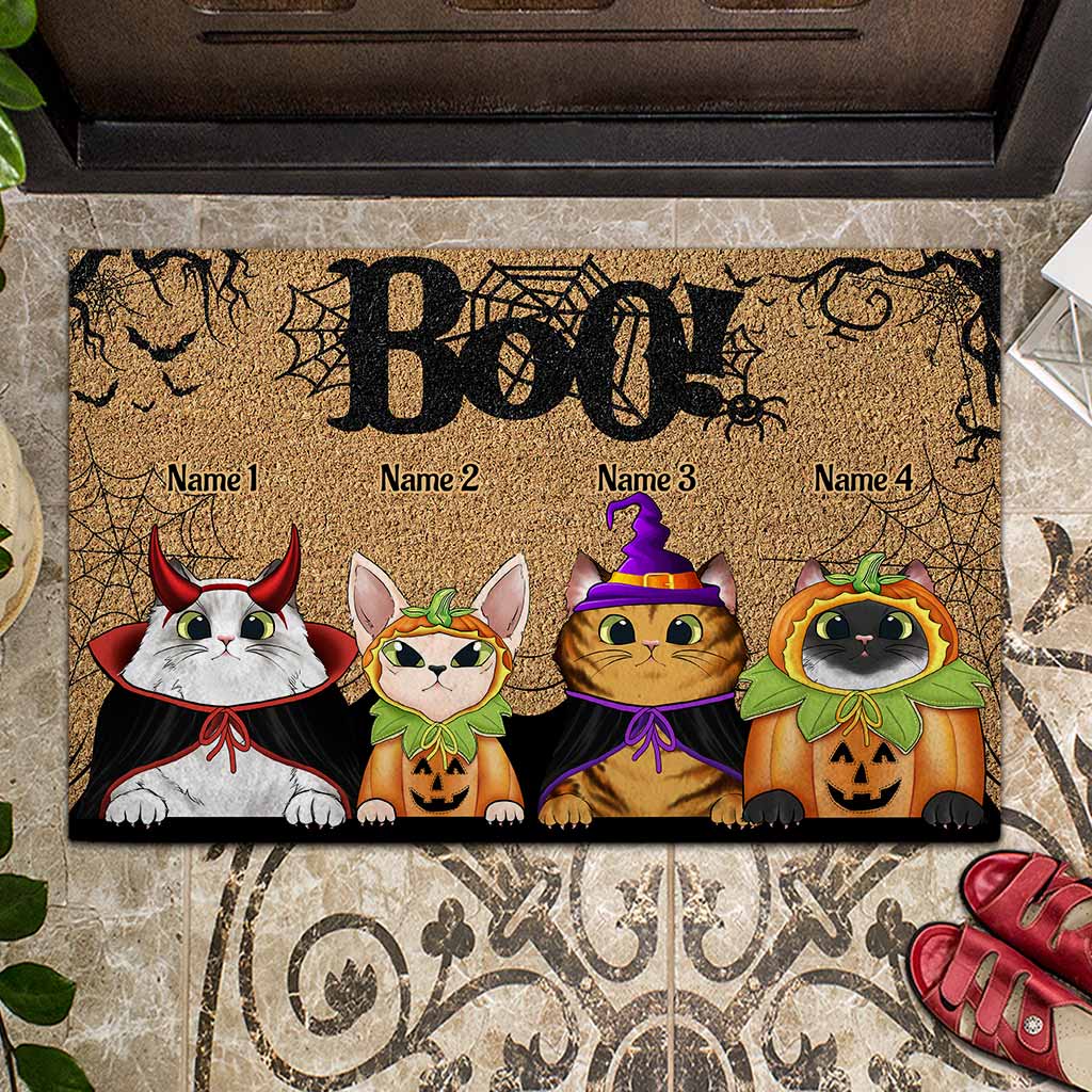 Boo Halloween - Cat Personalized Doormat