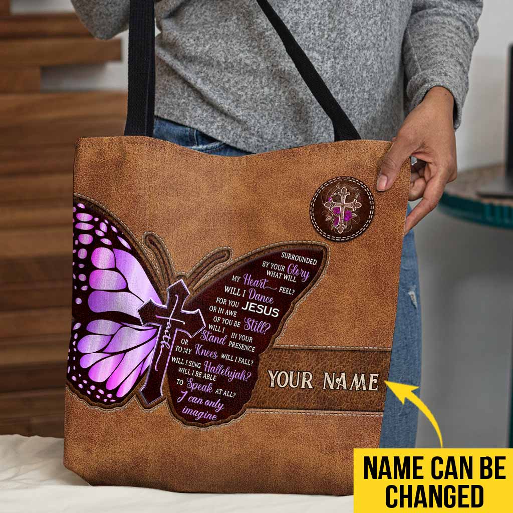 Surrounded By Your Glory Purple Butterfly - Christian Personalized Tote Bag