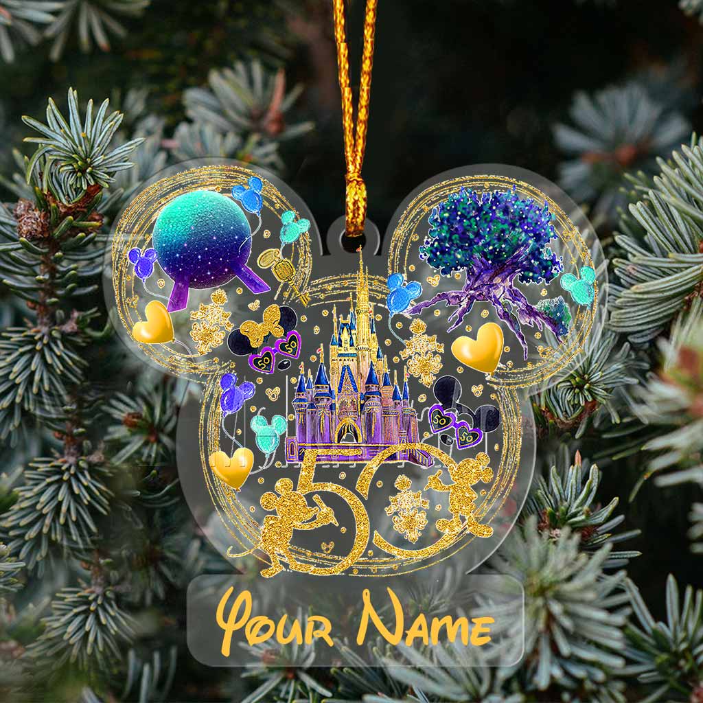 50th Anniversary Of Magic - Mouse Ears Personalized Transparent Ornament