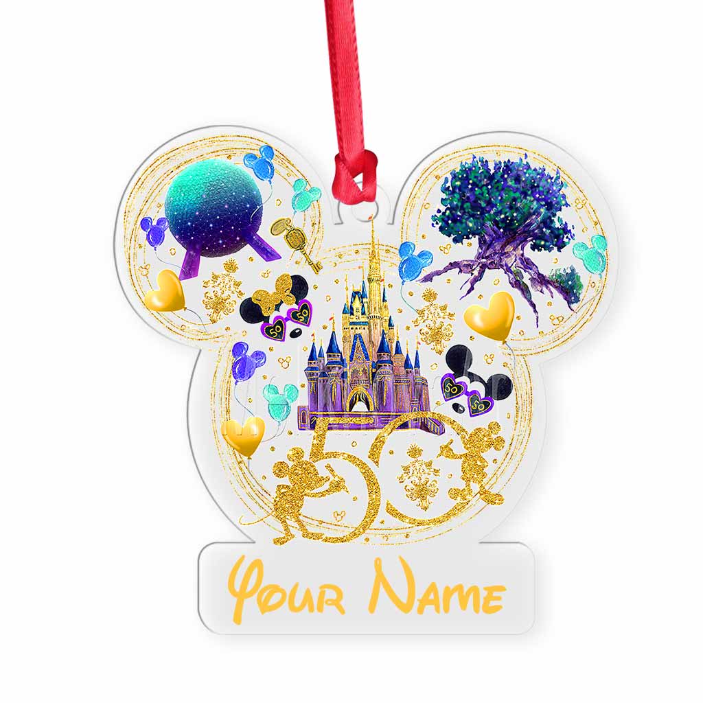 50th Anniversary Of Magic - Mouse Ears Personalized Transparent Ornament