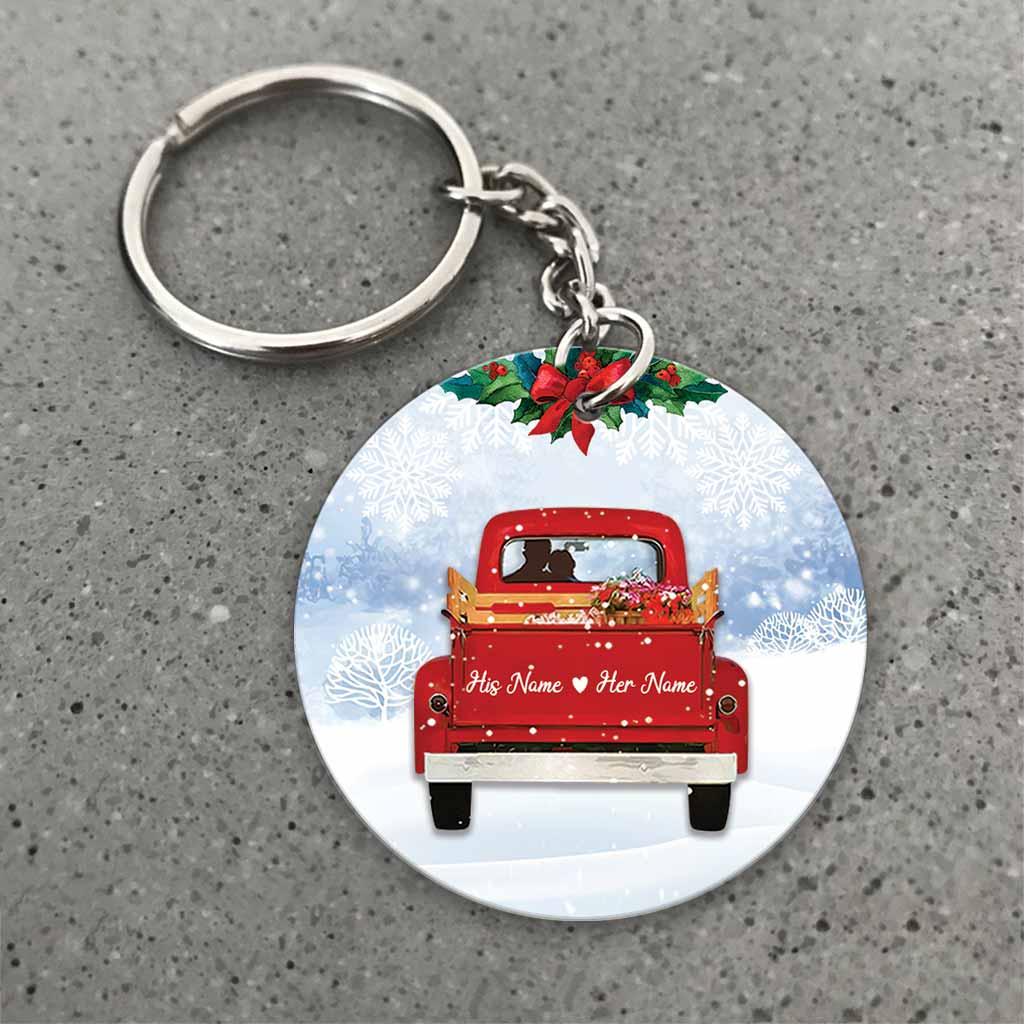 God Blessed The Broken Road - Personalized Couple Keychain (Printed On Both Sides)