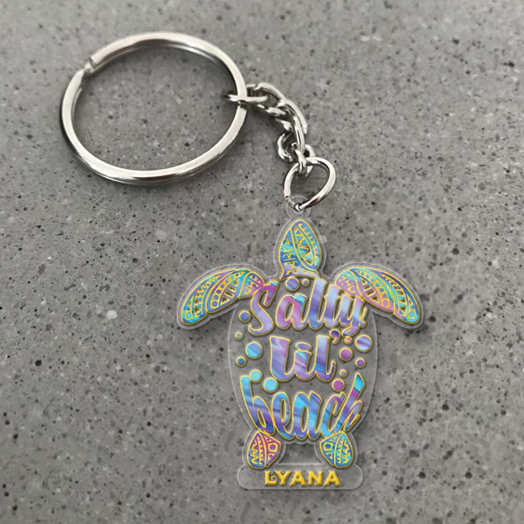 Salty Lil' Beach - Personalized Turtle Transparent Keychain (Printed On Both Sides)