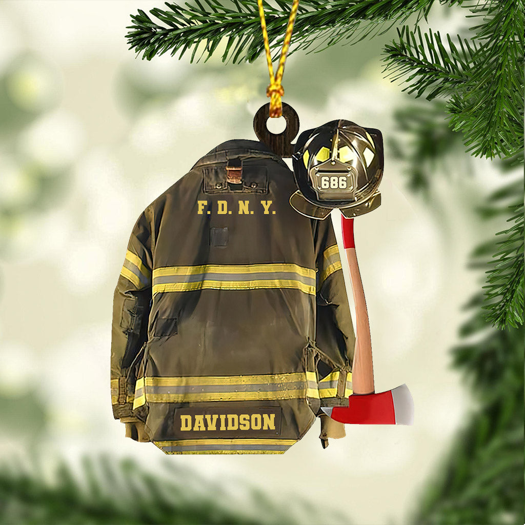My Uniform - Personalized Christmas Firefighter Ornament (Printed On Both Sides)