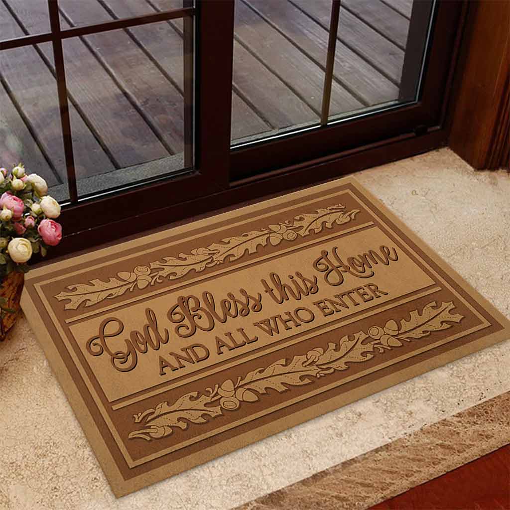 God Bless This Home - God Coir Pattern Print Doormat