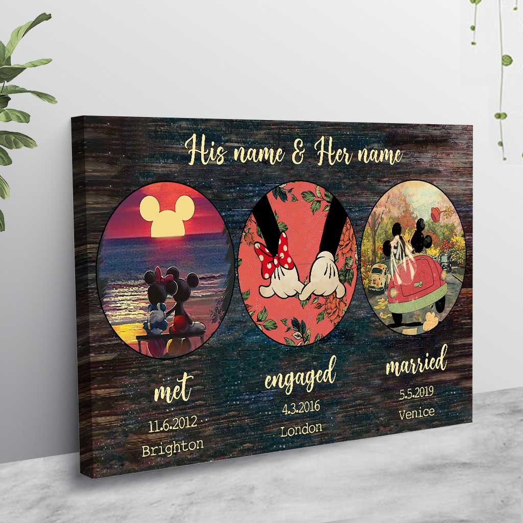 Met Engaged Married - Personalized Couple Mouse Poster