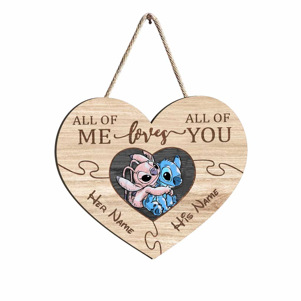 All Of Me Loves All Of You - Personalized Ohana Wood Sign