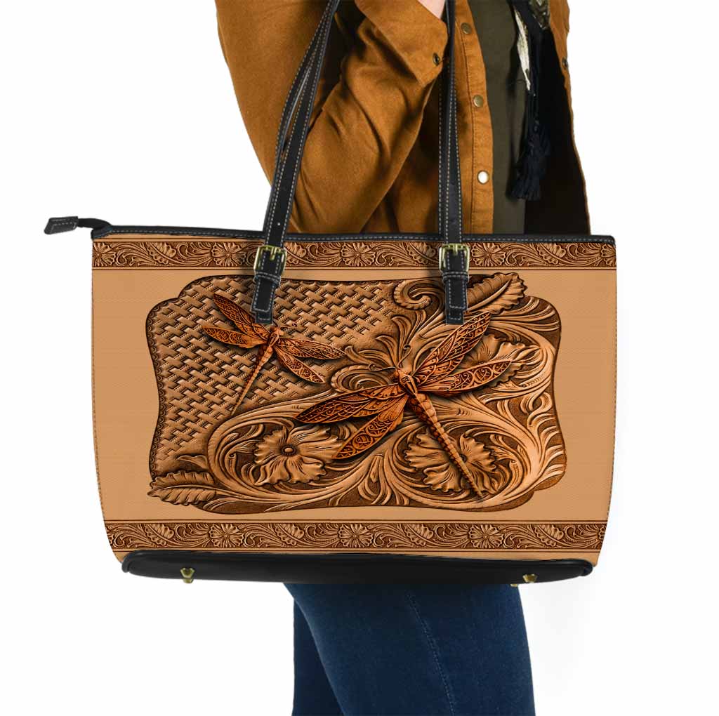Dragonfly Leather Tote Bag