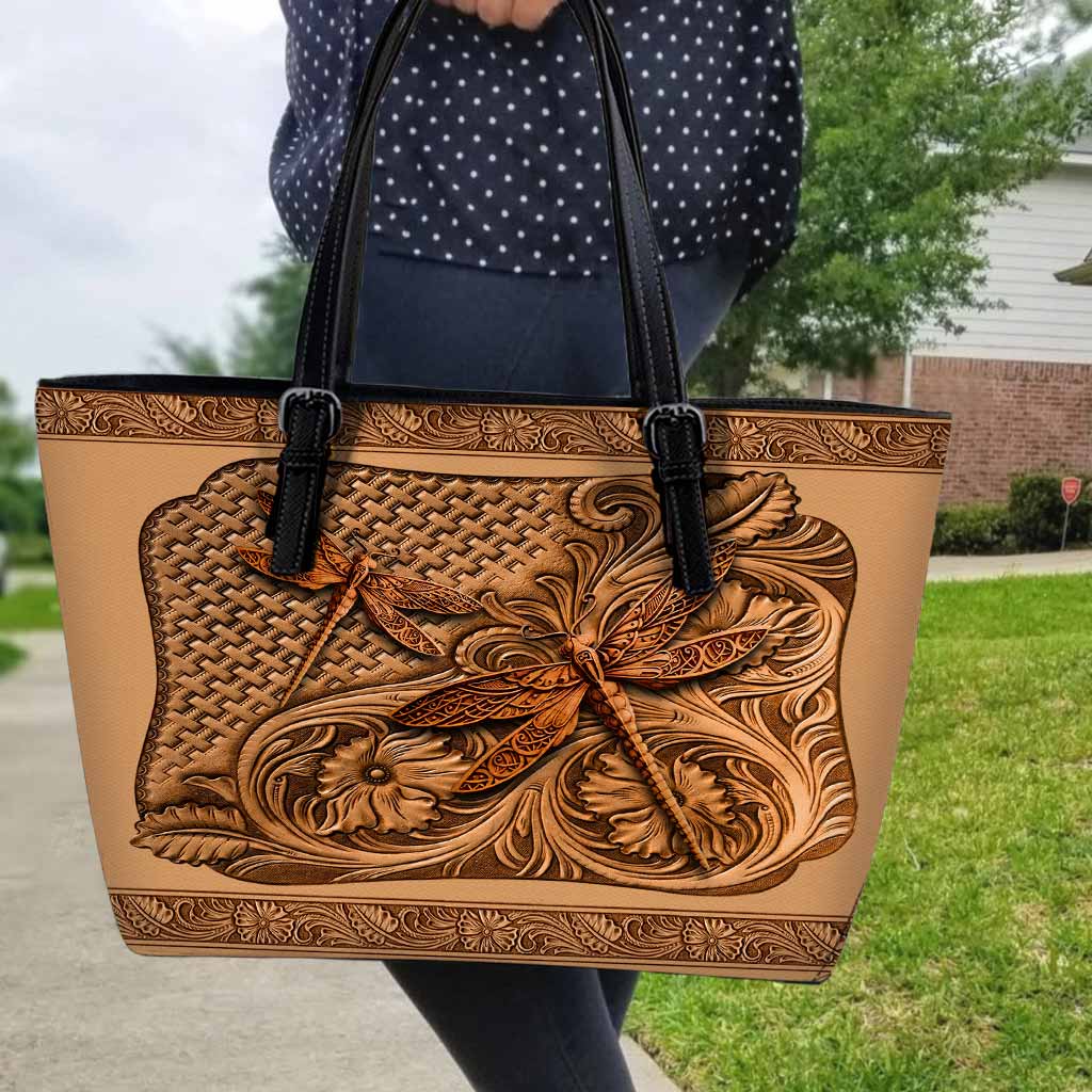 Dragonfly Leather Tote Bag