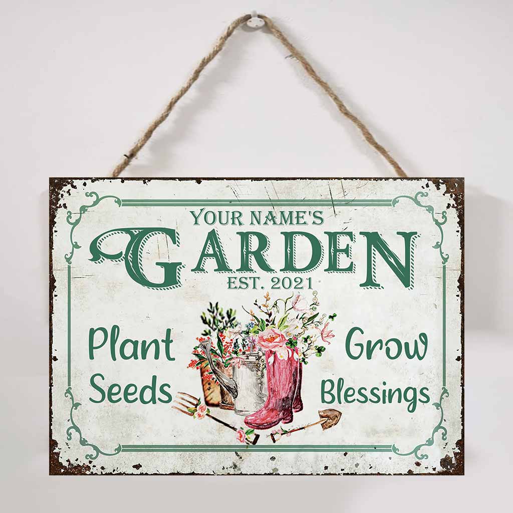 Plant Seeds - Gardening  Personalized Rectangle Metal Sign