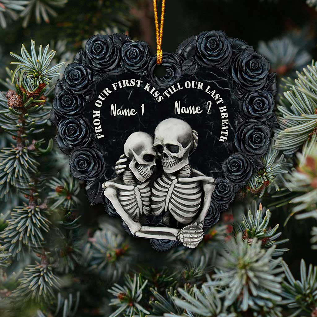 Till Our Last Breath - Personalized Christmas Skull Ornament (Printed On Both Sides)