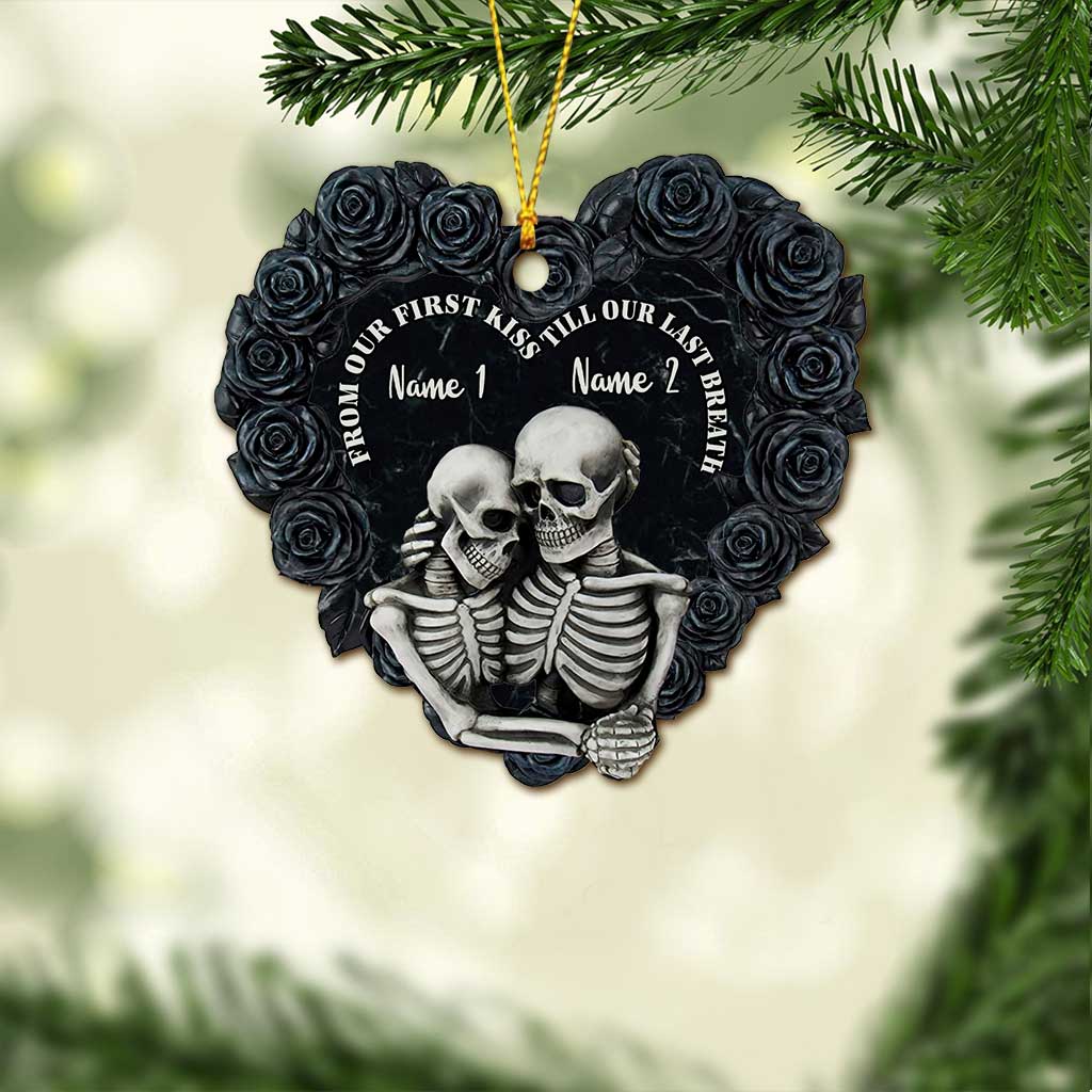 Till Our Last Breath - Personalized Christmas Skull Ornament (Printed On Both Sides)