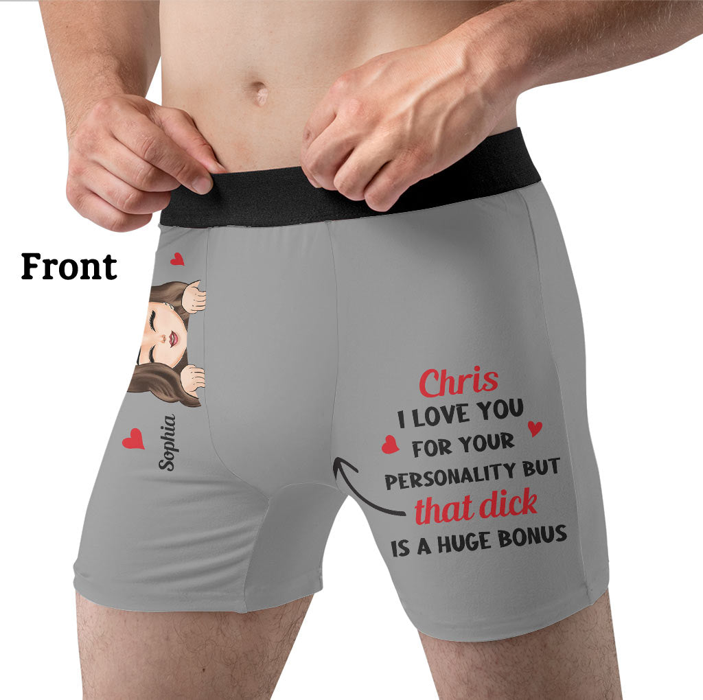 I Love You For Your Personality - Personalized Couple Men's Boxer Briefs