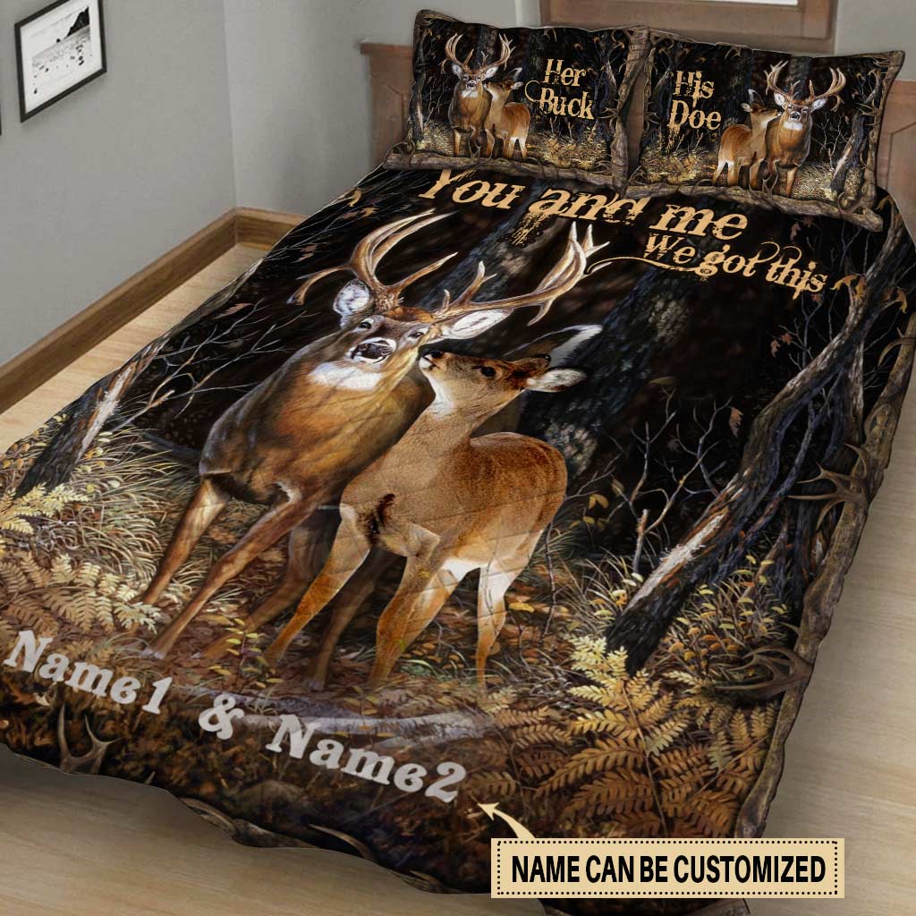 You And Me - Hunting Personalized Quilt Bed Set