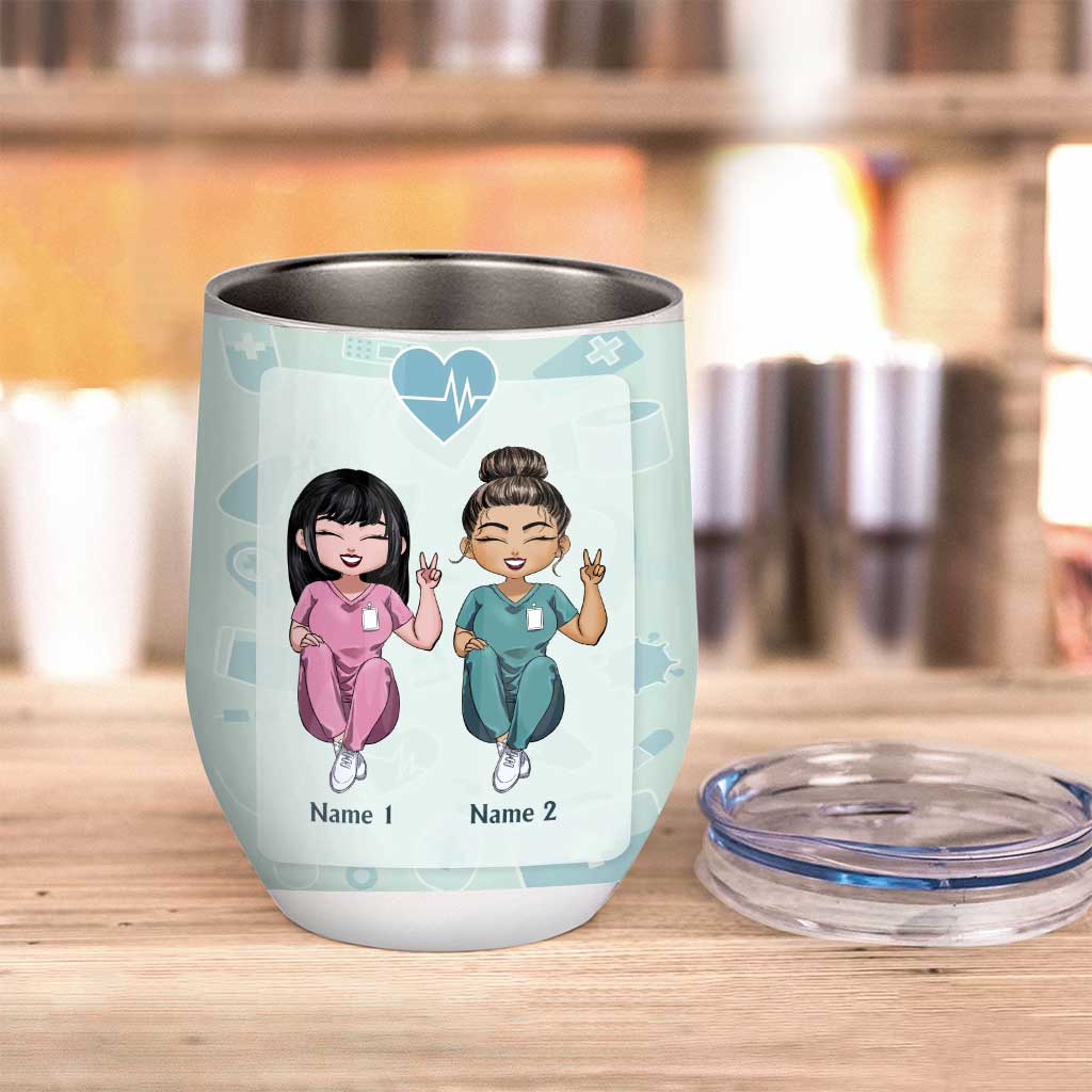 Scrub Life With My Scrub Wife - Personalized Nurse Wine Tumbler