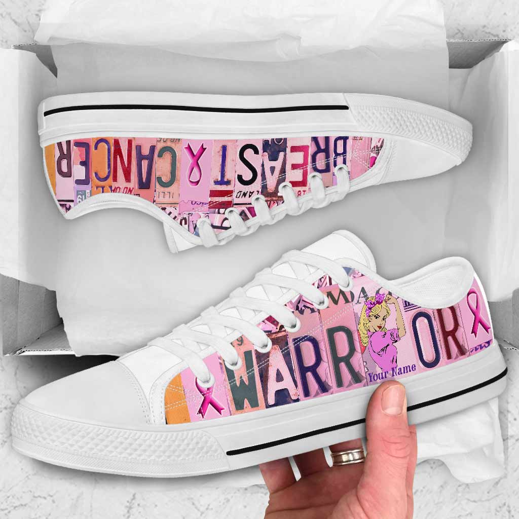 Breast Cancer Warrior License Plates Personalized Low Top Shoes