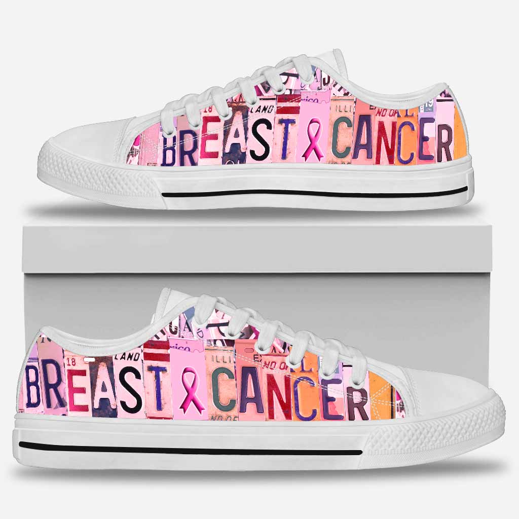 Breast Cancer Warrior License Plates Personalized Low Top Shoes