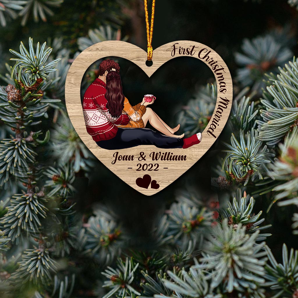 Home is Where You Hang - Personalized Christmas Couple Layers Mix Ornament