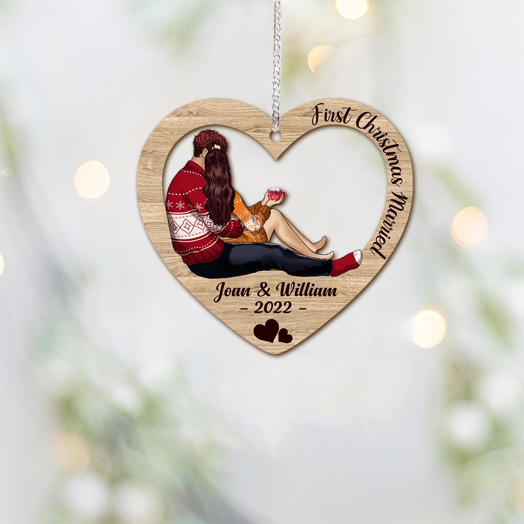 Home is Where You Hang - Personalized Christmas Couple Layers Mix Ornament