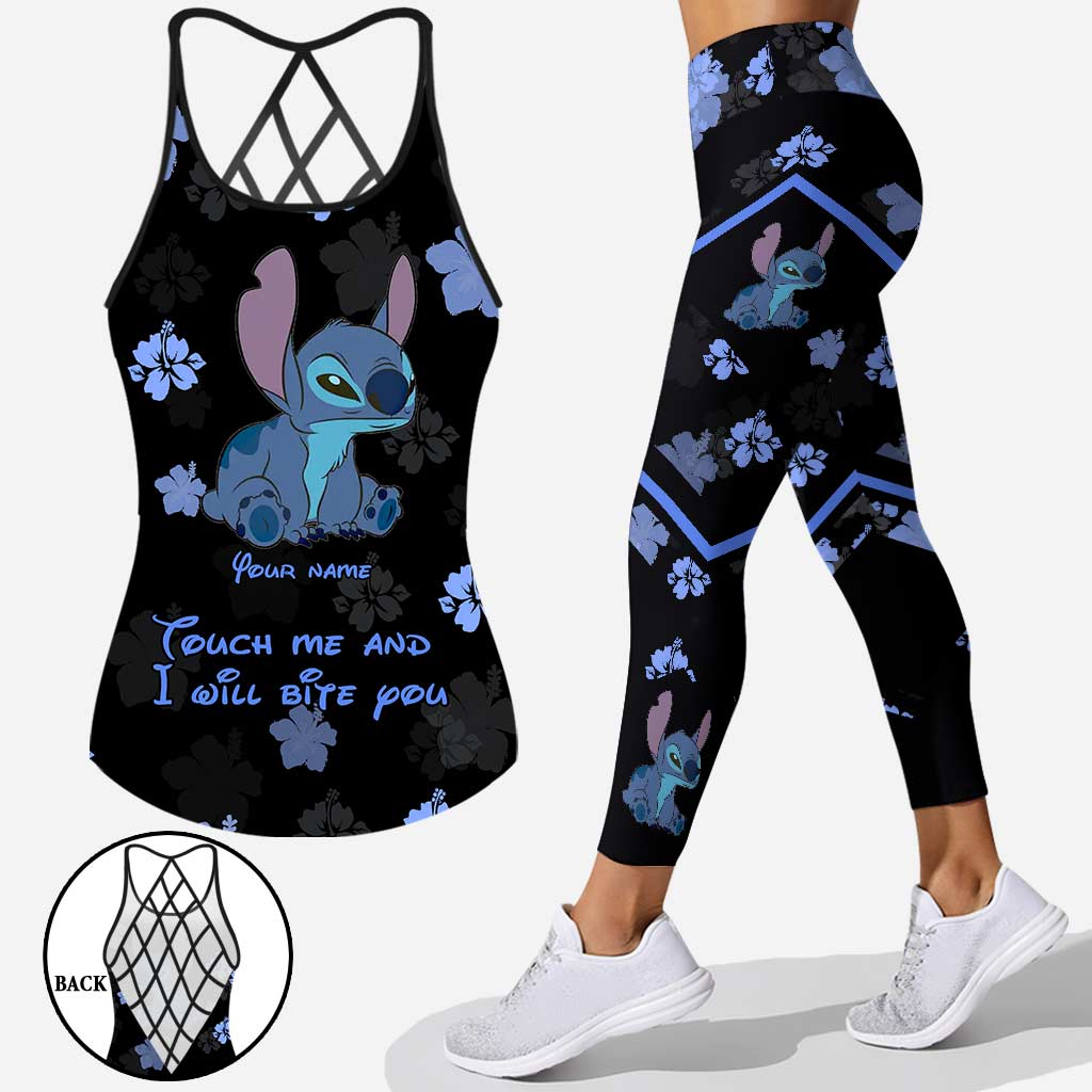 Touch This And I Will Bite You - Personalized Ohana Cross Tank Top and Leggings