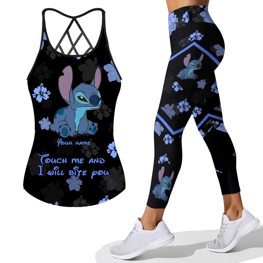 Touch This And I Will Bite You - Personalized Ohana Cross Tank Top and Leggings