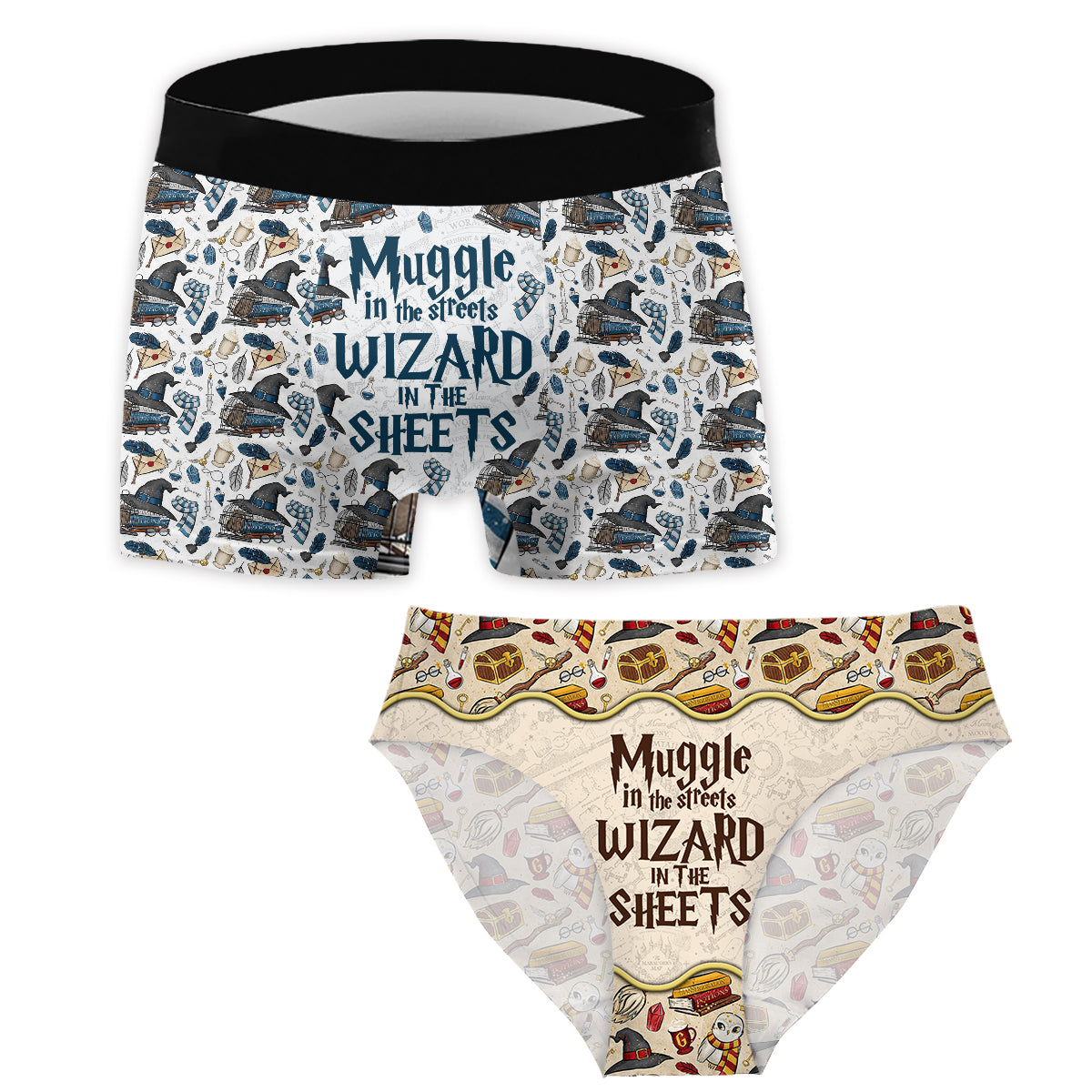 Muggle In The Streets Wizard In The Sheets - Personalized The Magic World Women Briefs & Men Boxer Briefs