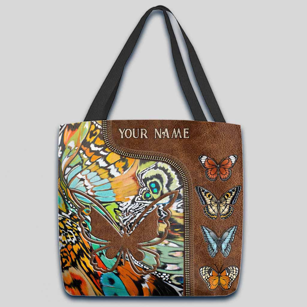 With Brave Wings She Flies Butterfly Unique Texture Personalized Tote Bag