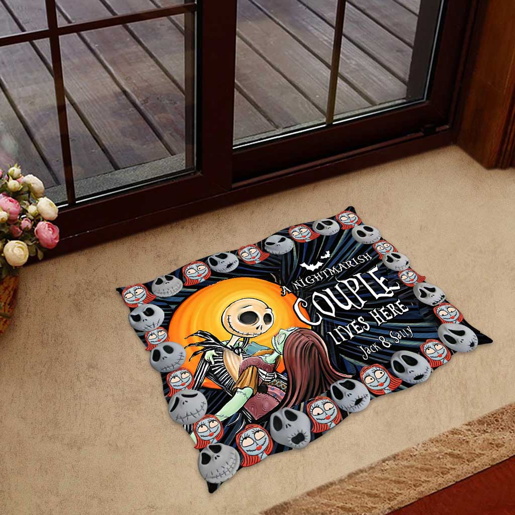 A Nightmarish Couple Lives Here - 3D Pattern Printed Personalized Nightmare Shaped Doormat