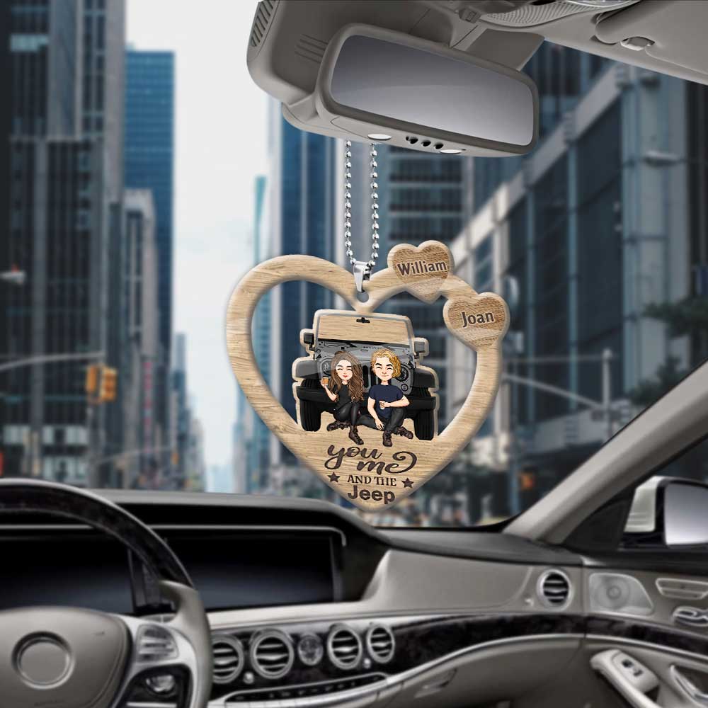 You And Me And The Jp - Personalized Couple Car Ornament (Printed On Both Sides)