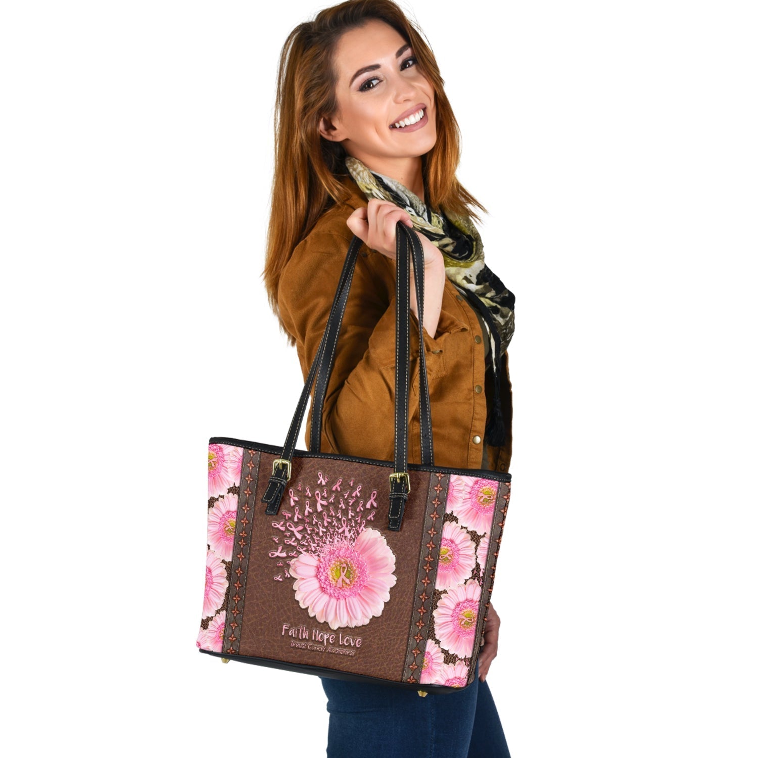 Faith Hope Love Breast Cancer Awareness Breast Cancer Awareness Leather Bag 0622