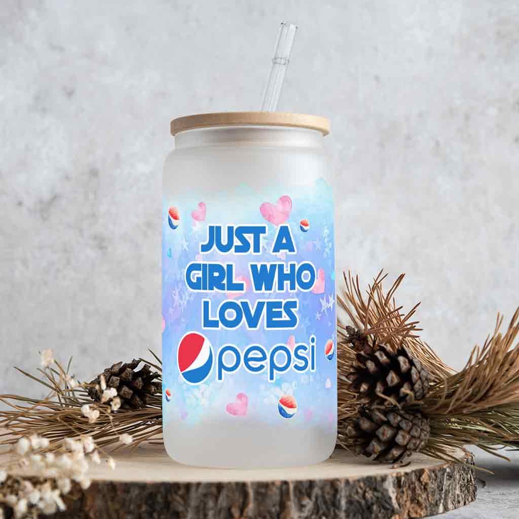 Just A Girl Who Loves - Personalized Blue Soft Drink Can Glass