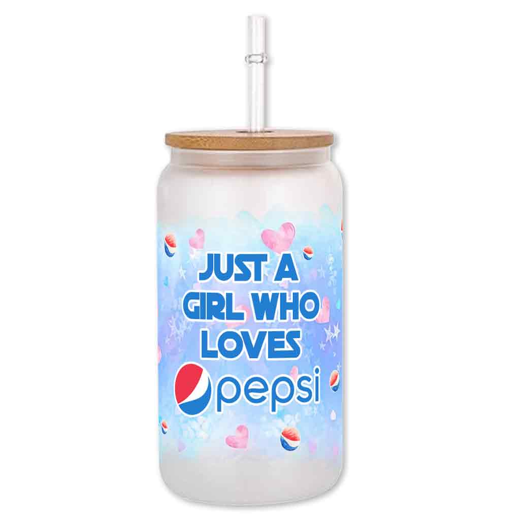 Just A Girl Who Loves - Personalized Blue Soft Drink Can Glass