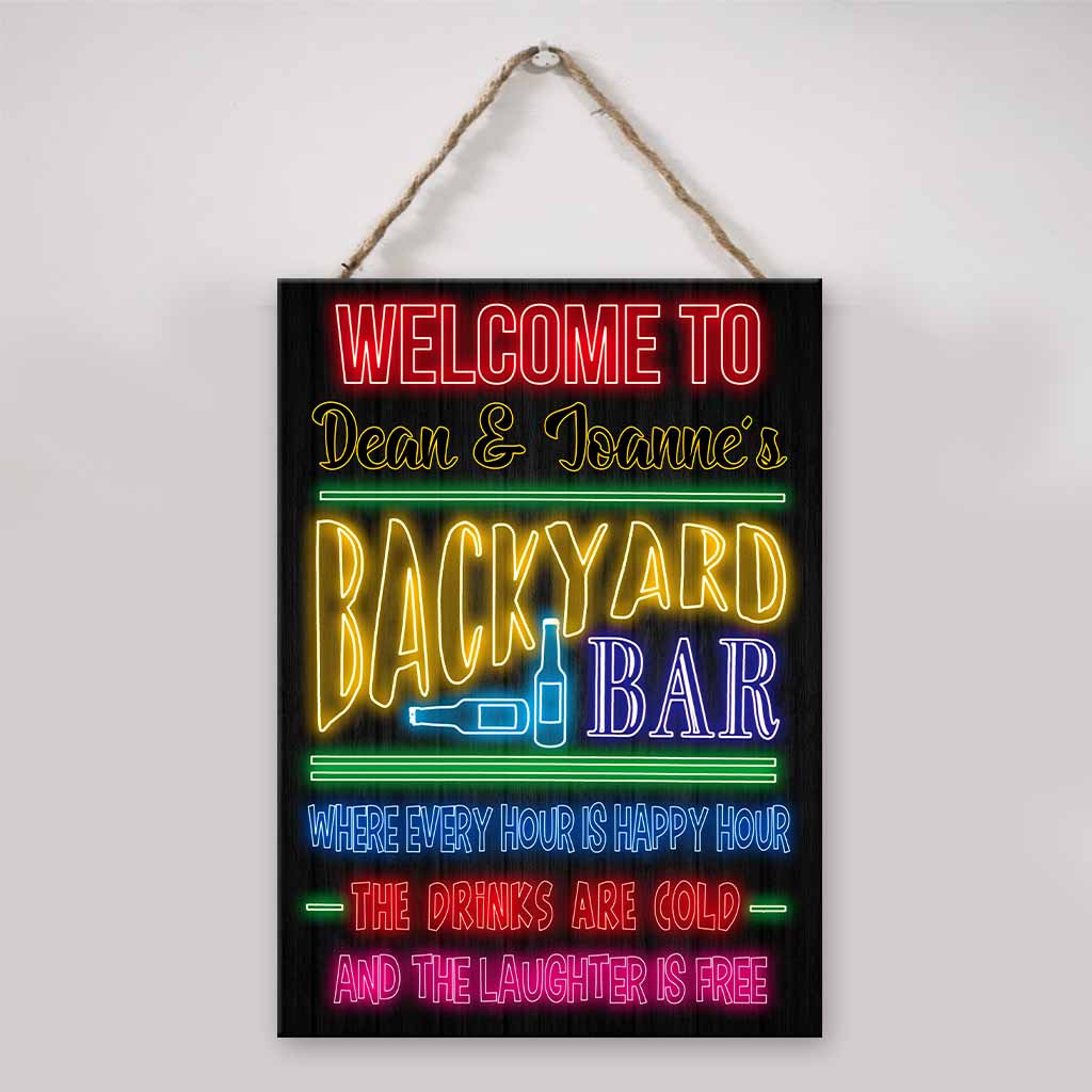 Welcome - Bartender Personalized Neon Effect Printed Rectangle Metal Sign