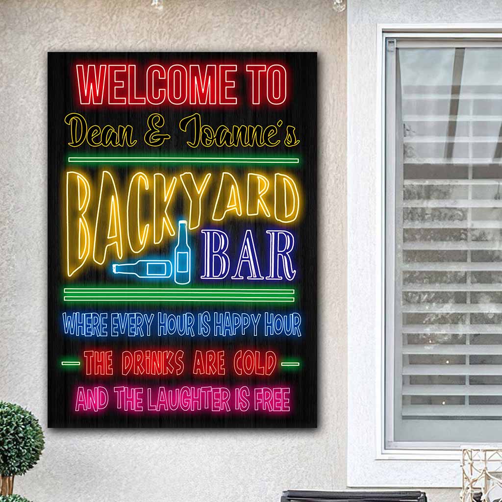Welcome - Bartender Personalized Neon Effect Printed Rectangle Metal Sign