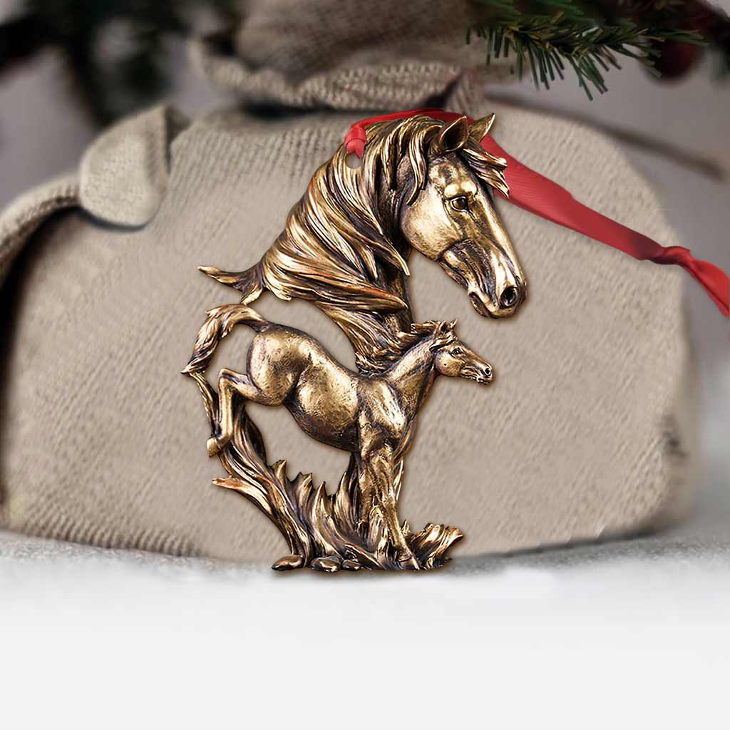 Mom And Baby Horse - 3D Pattern Print Christmas Horse Ornament (Printed On Both Sides)