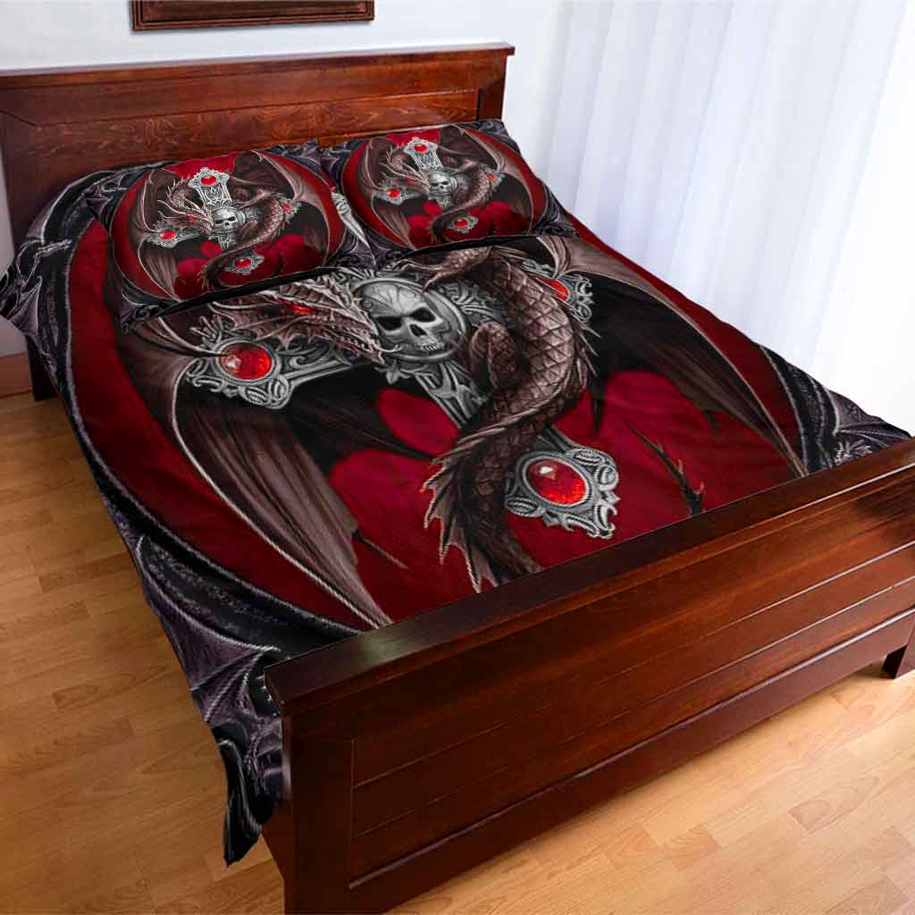 Red Black Skull Dragon - Bedding Set