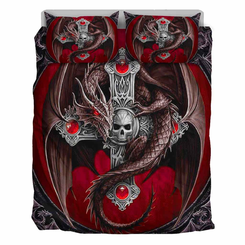 Red Black Skull Dragon - Bedding Set