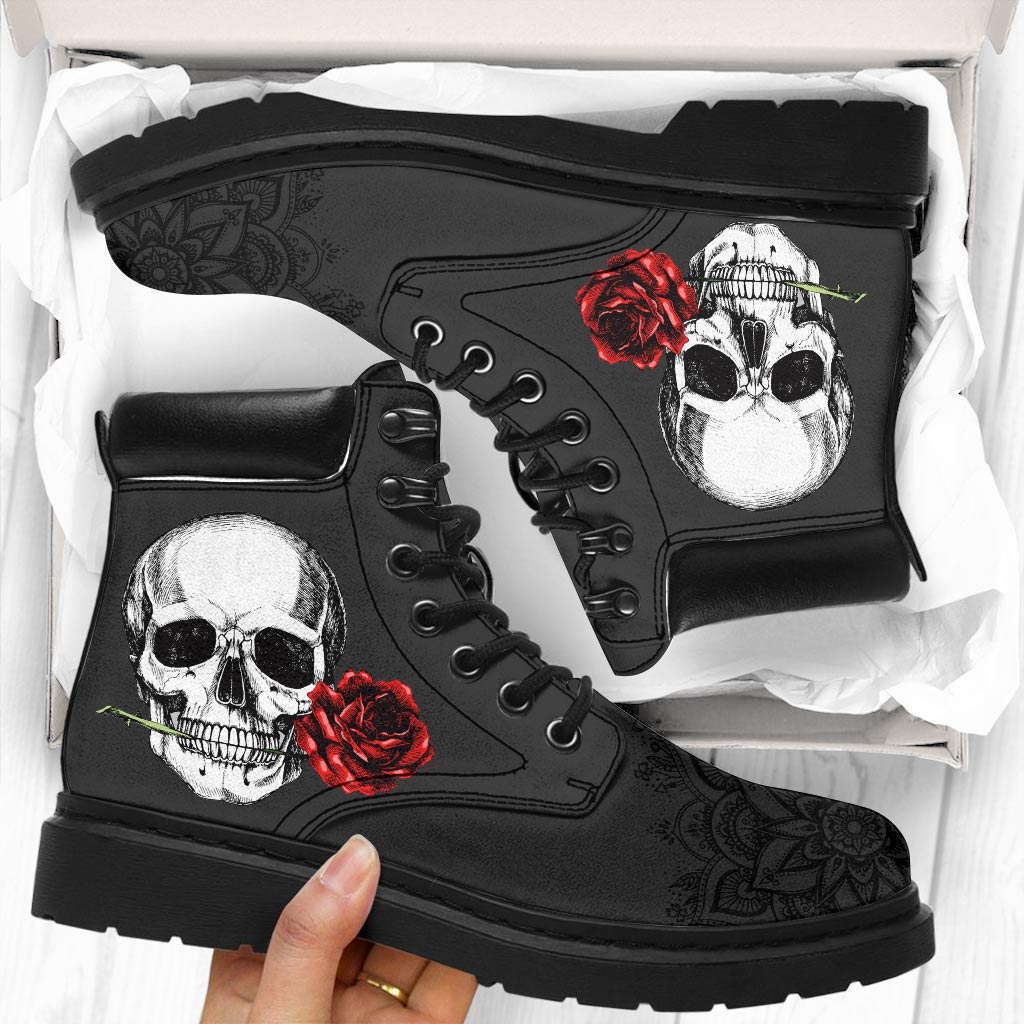 Rose Skull Mandala Skull All Season Boots