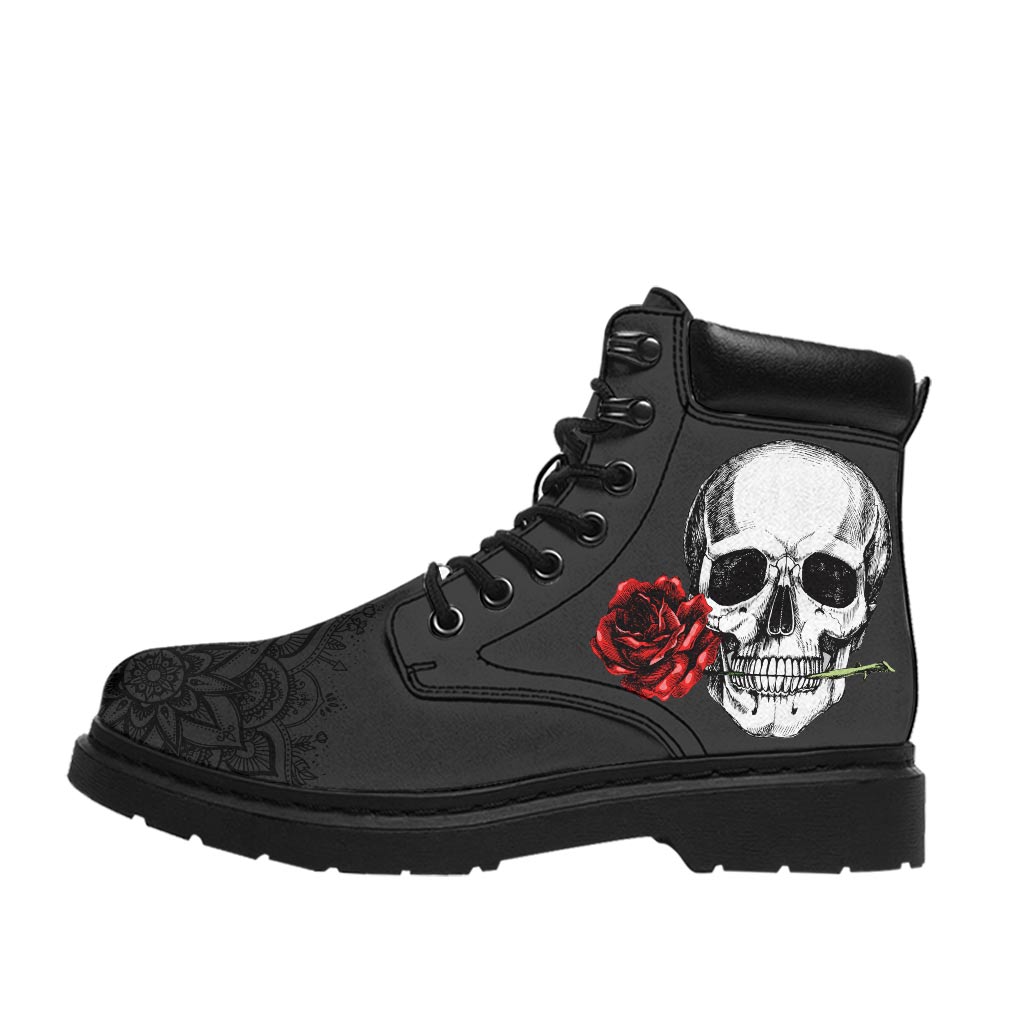 Rose Skull Mandala Skull All Season Boots