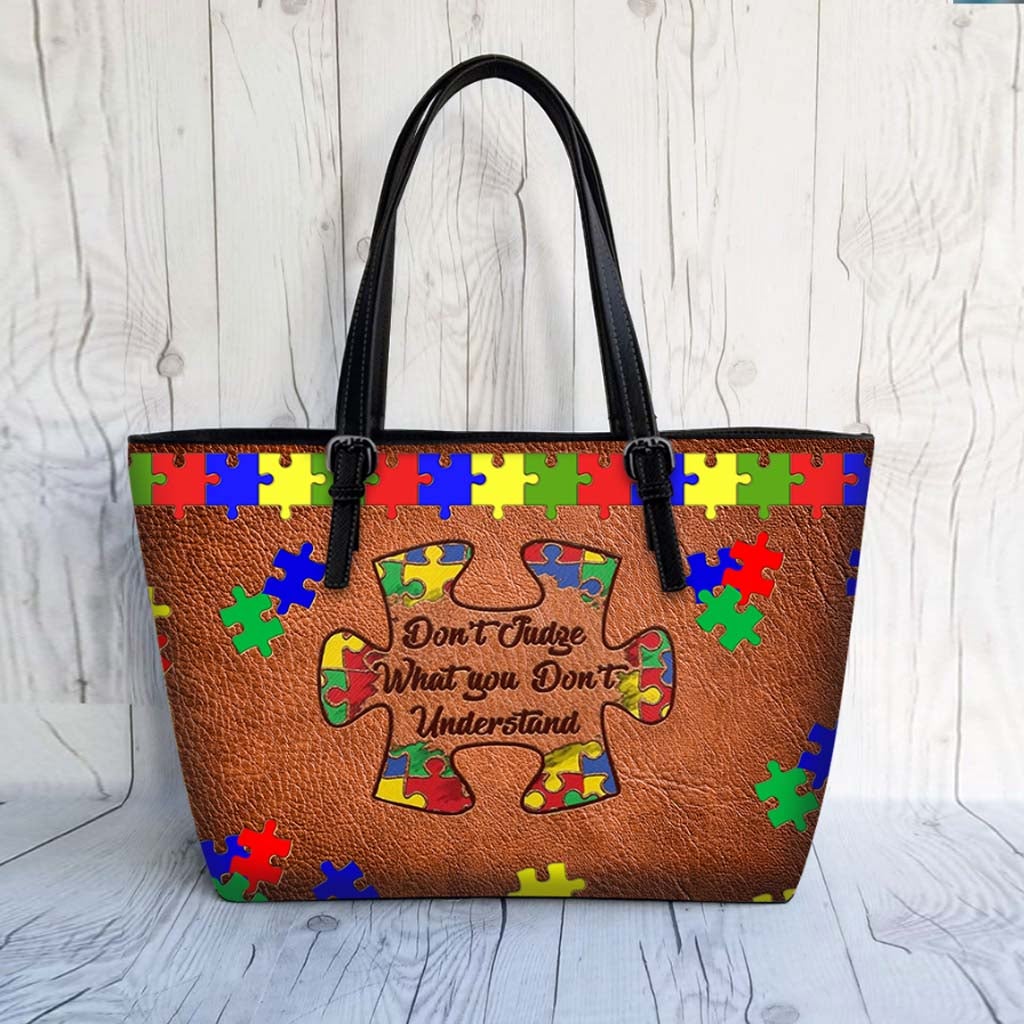 Don't Judge What You Don't Understand - Autism Awareness Leather Bag 112021