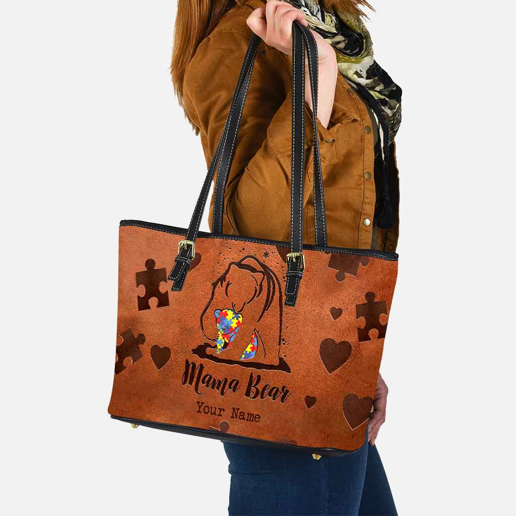 Mama Bear - Personalized Autism Awareness Leather Bag 112021
