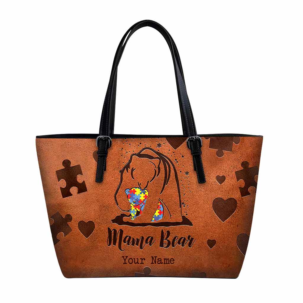 Mama Bear - Personalized Autism Awareness Leather Bag 112021