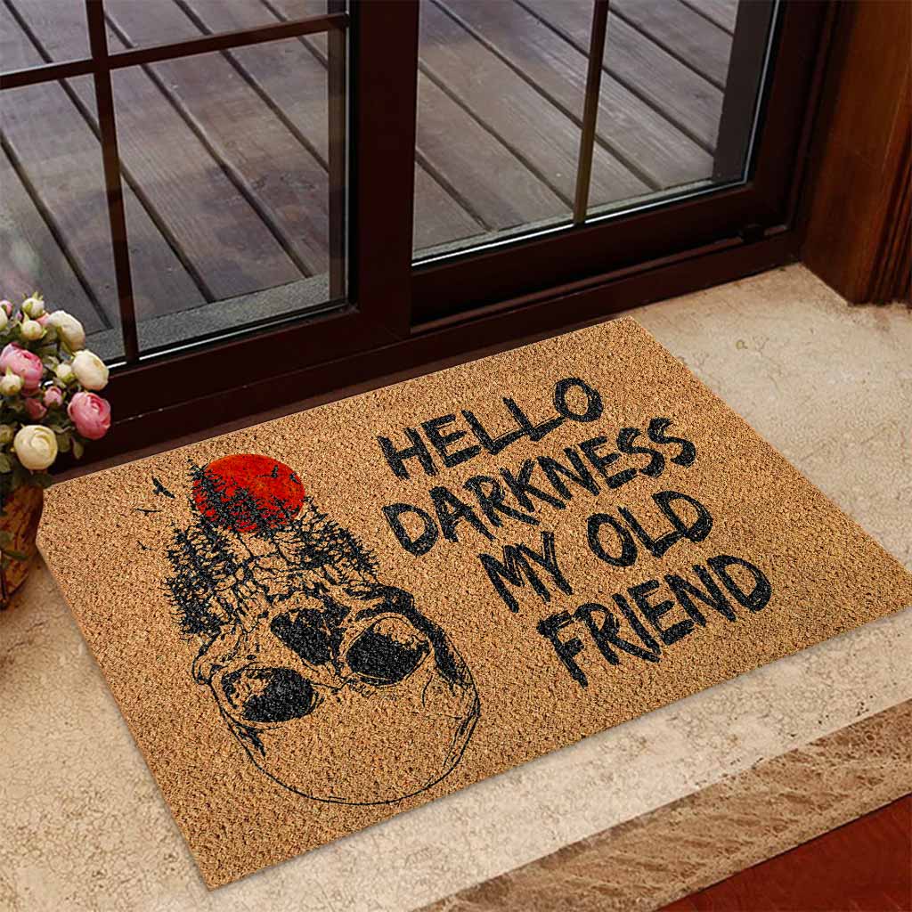 Hello Darkness My Old Friend - Skull Coir Pattern Print Doormat