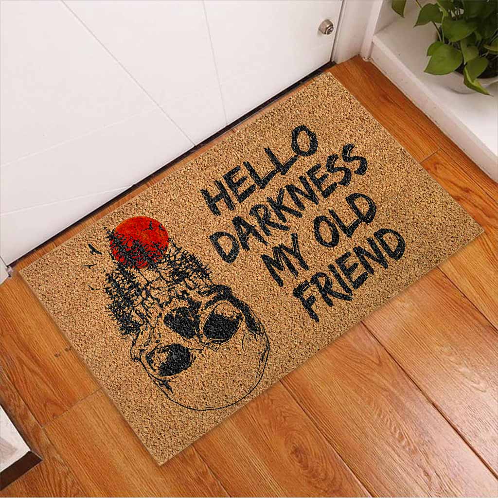 Hello Darkness My Old Friend - Skull Coir Pattern Print Doormat