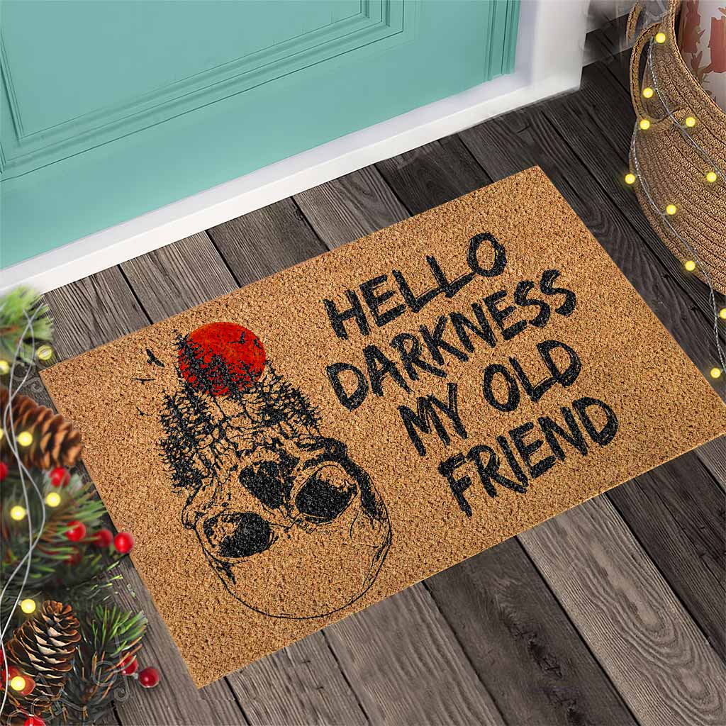 Hello Darkness My Old Friend - Skull Coir Pattern Print Doormat