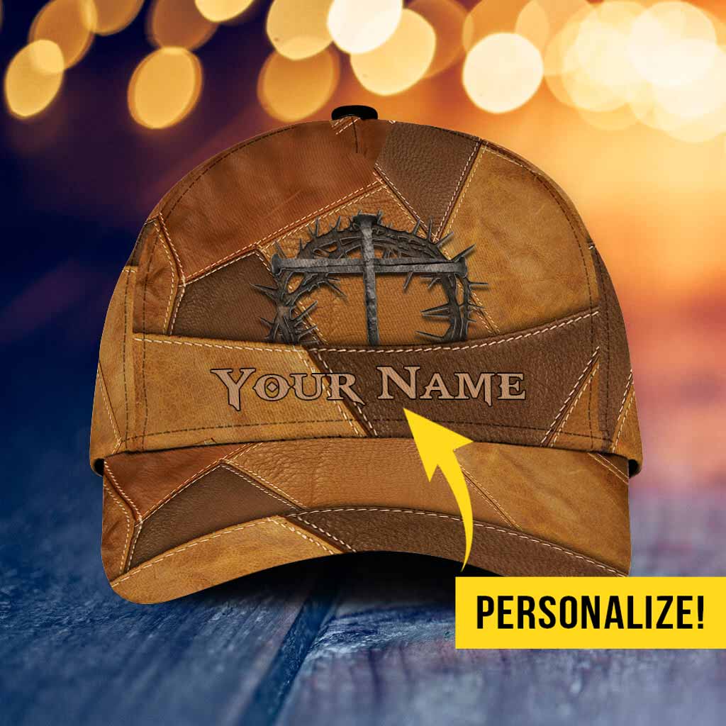 Faith Personalized Leather Pattern Print Cap