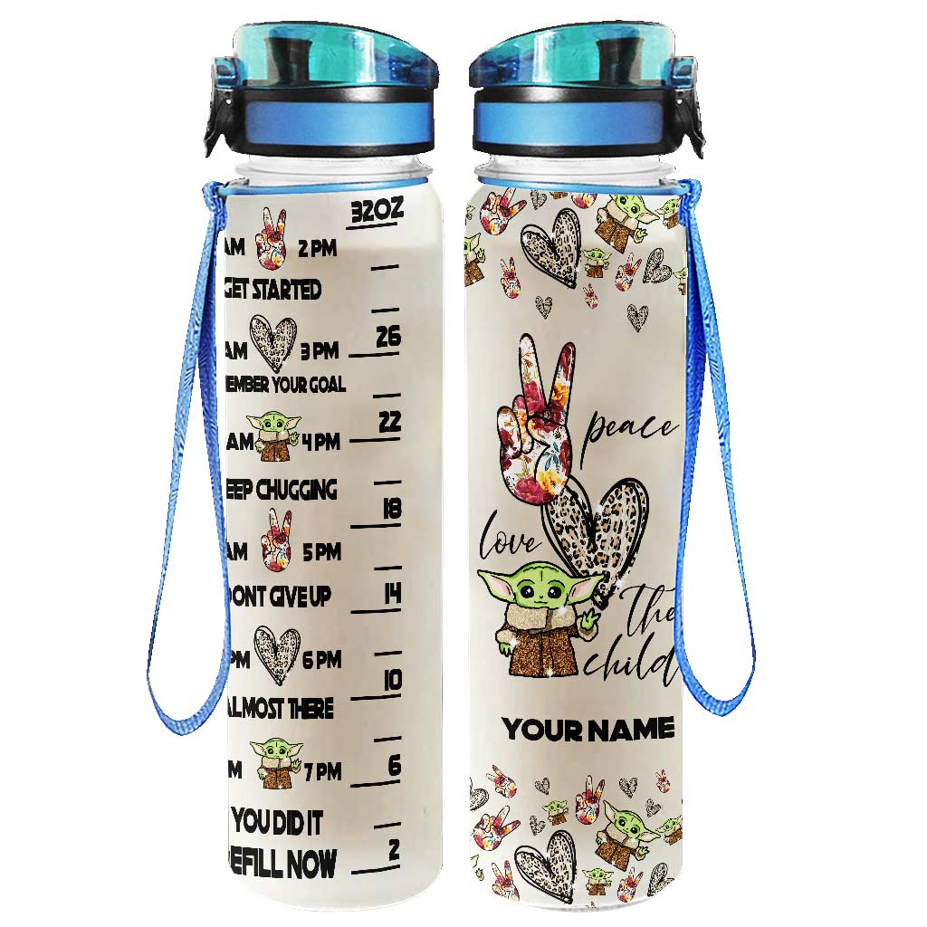 Peace Love The Child - Personalized The Force Water Tracker Bottle