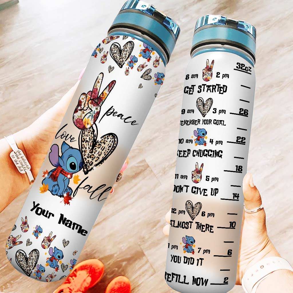 Peace Love Ohana - Personalized Ohana Water Tracker Bottle