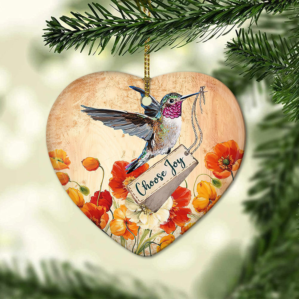 Hummingbird Choose Joy Hummingbird - Heart Aluminium Ornament (Printed On Both Sides) 1122